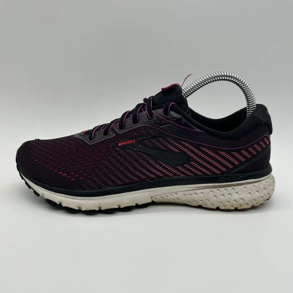 Brooks Ghost 12 Running Shoes Womens 7.5 Black Purple Pink Neutral 1203051B063